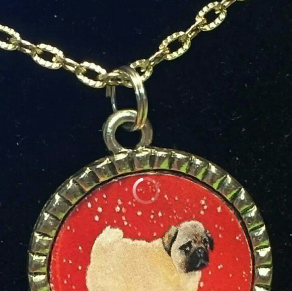 ✨️ HANDCRAFTED DOG PUG PUPPY  TIBETAN SILVER CHARM NECKLACE 18" CHAIN - Picture 2 of 4