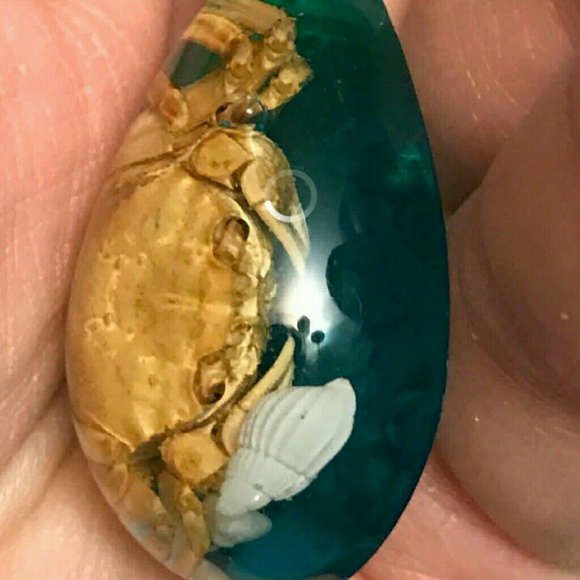 🦀 HANDCRAFTED REAL CRAB  SHELL TIBETAN SILVER NECKLACE CHARM  18" CHAIN ✨️ - Picture 3 of 4