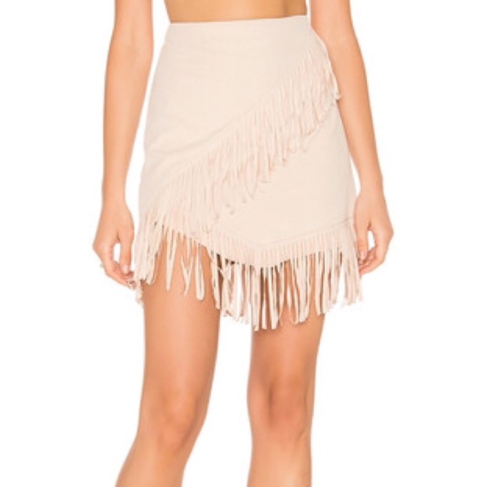 1. STATE Fringe Wrap Faux Suede Mini Skirt