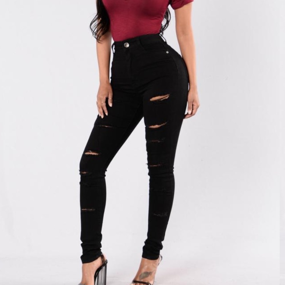 Black ripped jeans/jeggings size 9