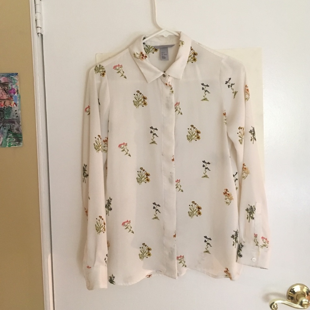 Flower-print Button Up