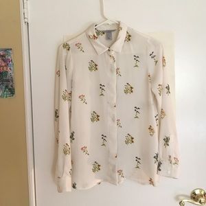 Flower-print Button Up