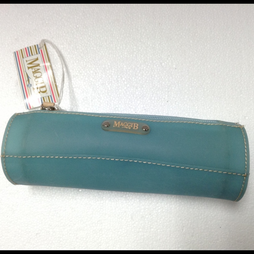 Maggie B Blue Frosted Cylinder Make Up Bag