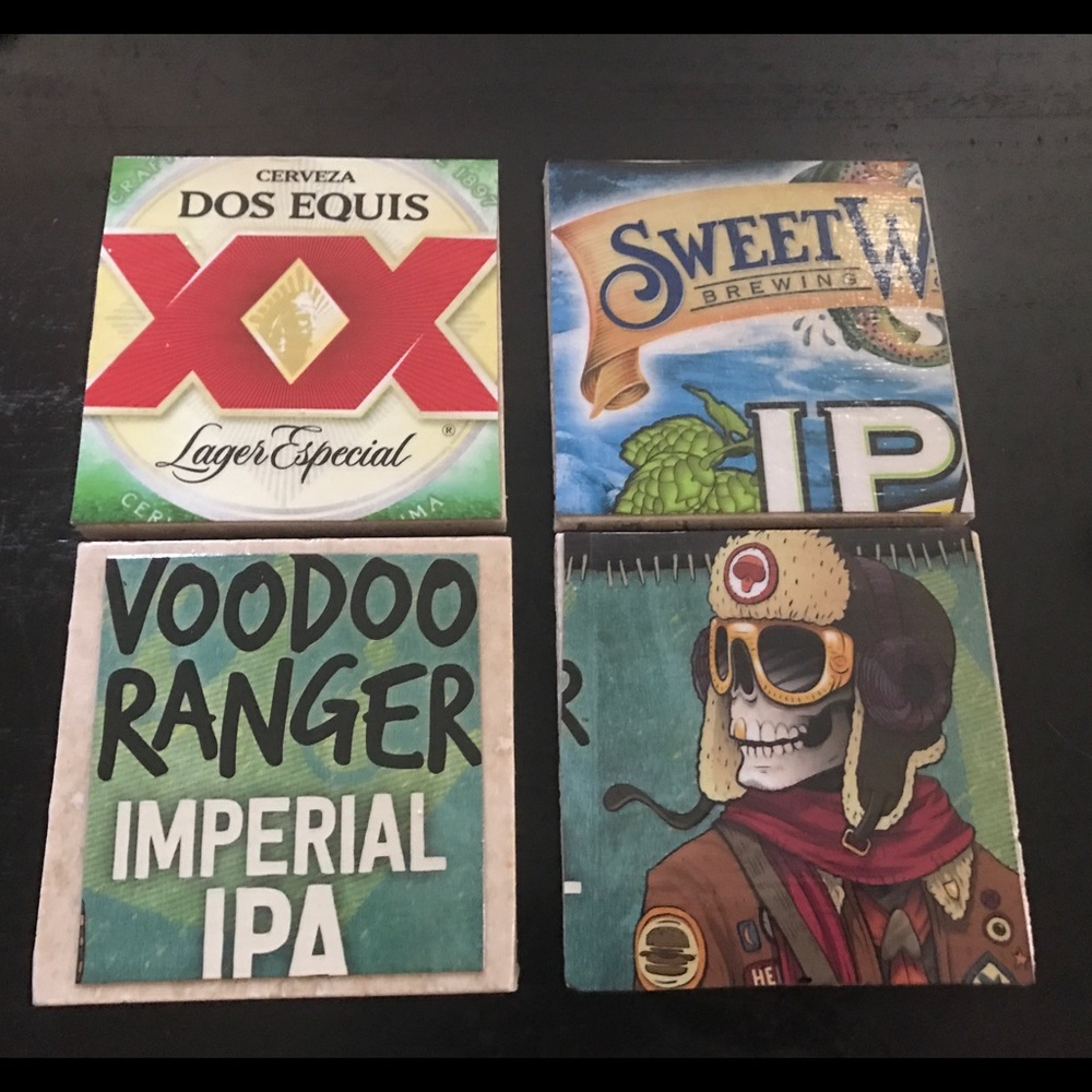 Coasters made from tile.