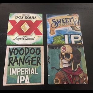 Coasters made from tile.