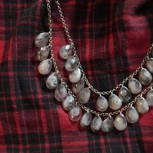 Blue/White Teardrop Beaded Necklace