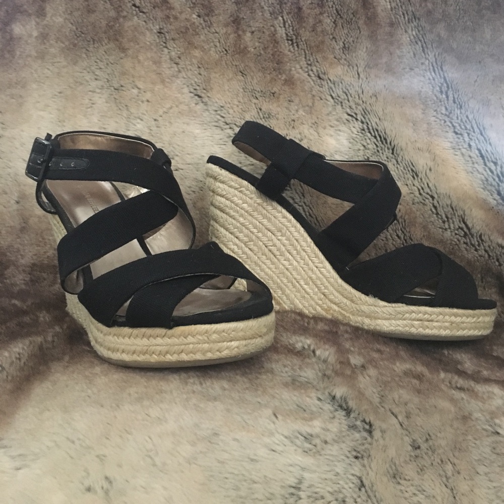 Black Strappy Wedges