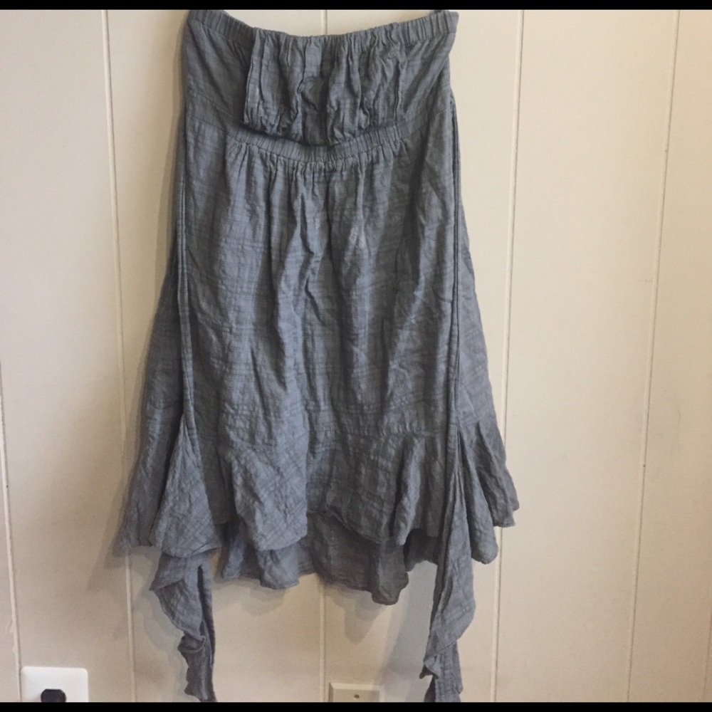 Strapless flowy tie around mini dress