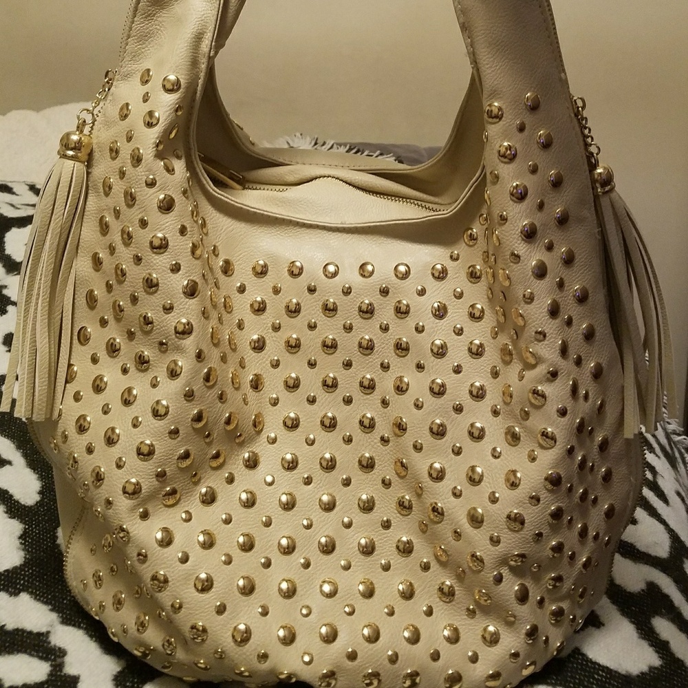 Expandable Gold Studded Hobo bag