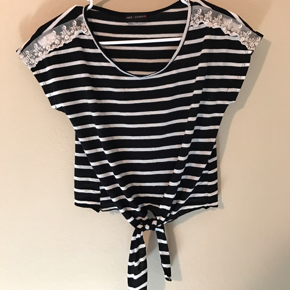 Black and white striped crop top