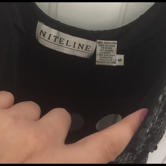 Long black sequin dress with cut out & slit - Picture 3 of 7