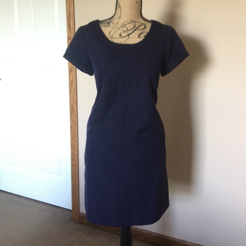 🌟sold🌟Jcrew Navy Blue Shift dress with Pockets - Picture 1 of 5