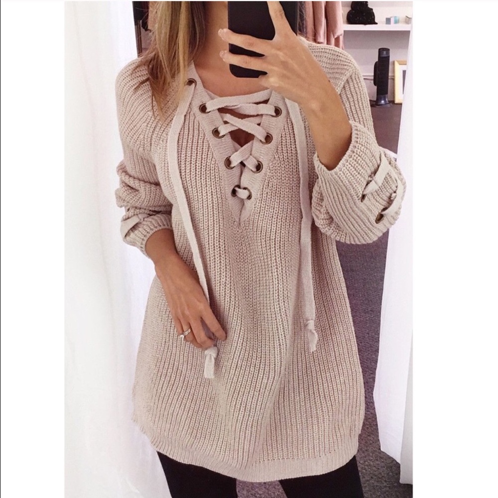 🚨LAST🚨ALIA solid sweater tunic top - Picture 2 of 4