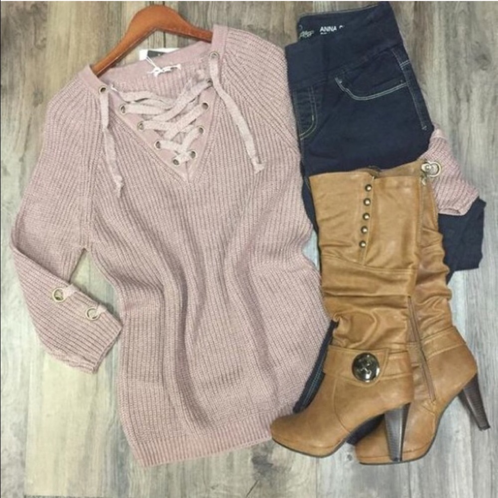 🚨LAST🚨ALIA solid sweater tunic top - Picture 3 of 4