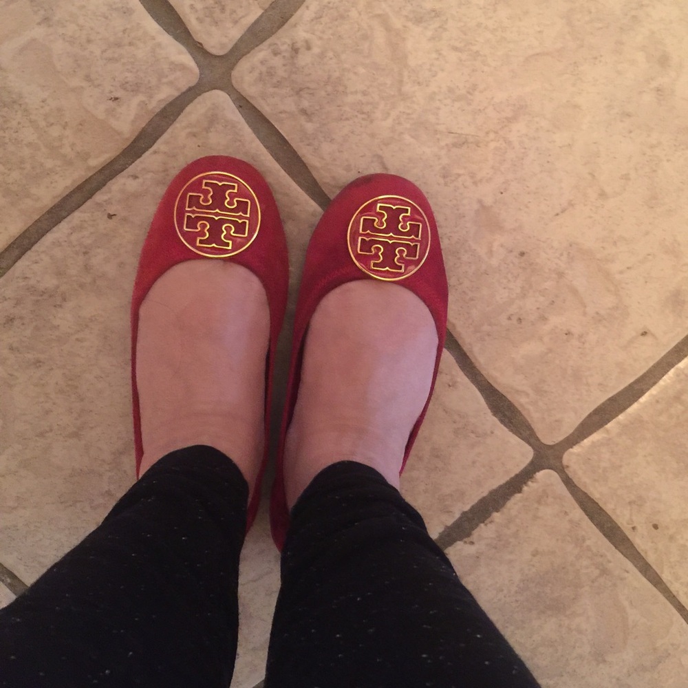 Tory Burch red suede flats