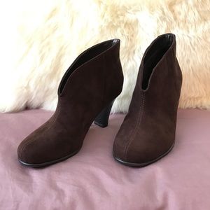 Brown Faux Suede Booties