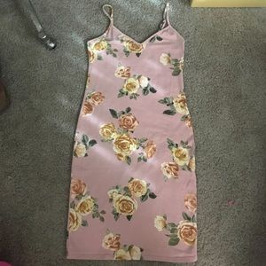 F21 rose bodycon retro print dress worn 1 time