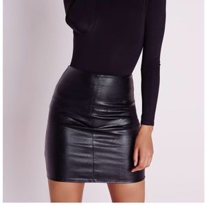 Misguided | black leather mini skirt