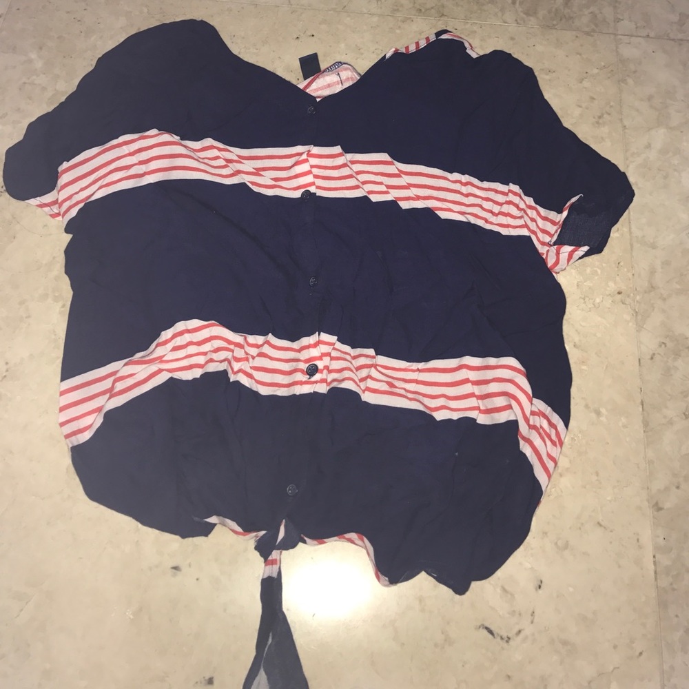 Red white and blue flowy shirt