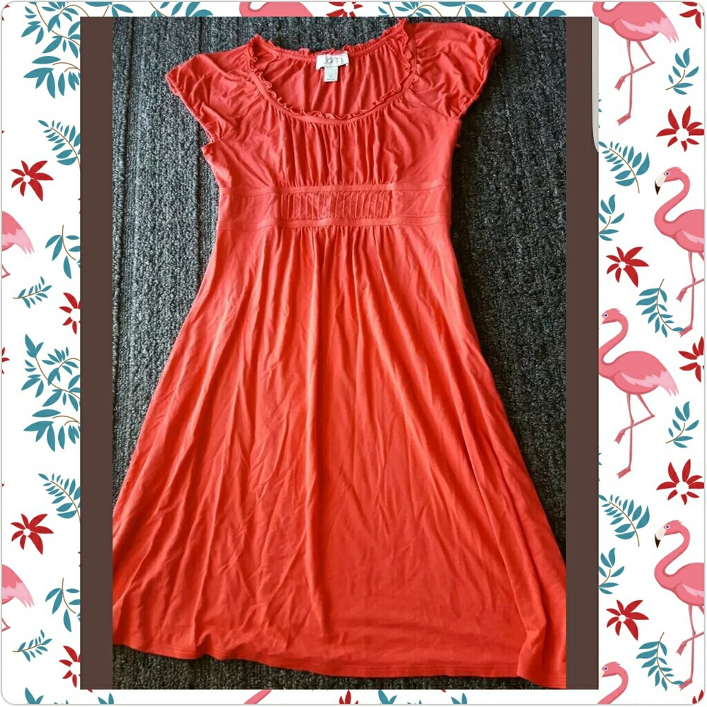 Loft By Ann Taylor Coral Cotton Dress sz 0