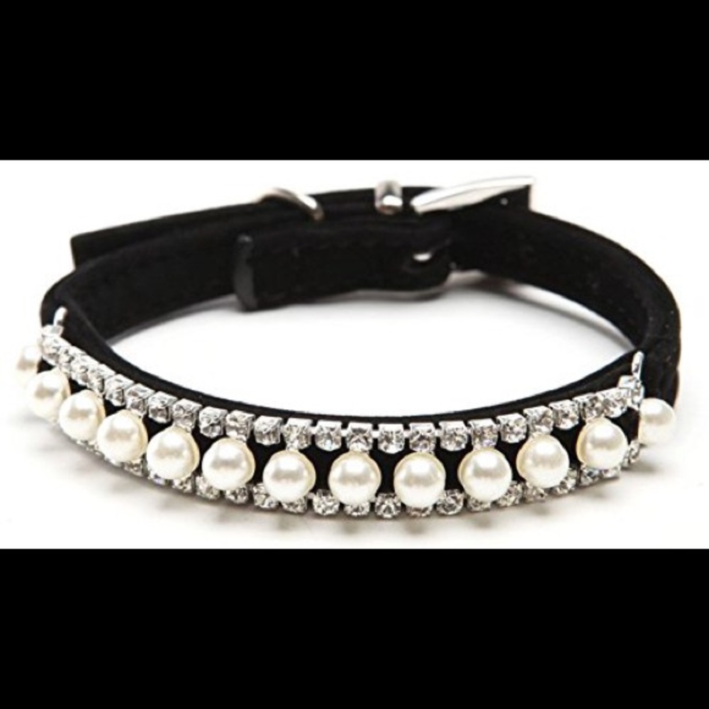 Elegant Pearl Rhinestone Pet Collar