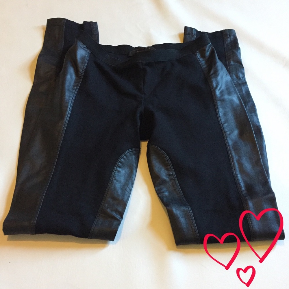 BCBG Black Ponte and Leather (like) Leggings
