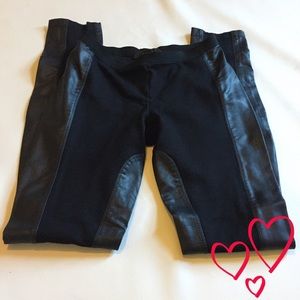 BCBG Black Ponte and Leather (like) Leggings