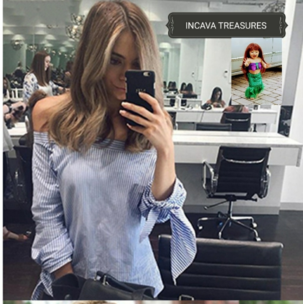 RESTOCKED!!!!Off Shoulder, loose fit blouse