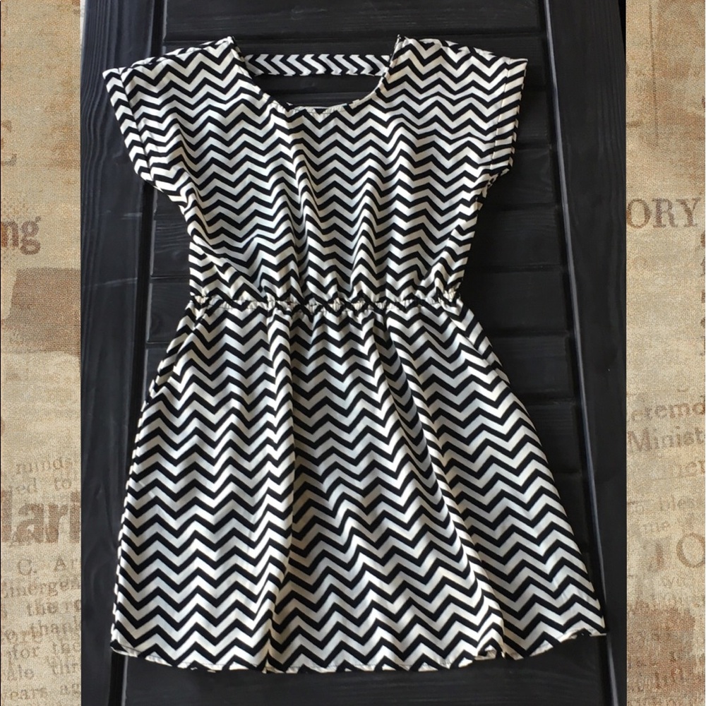 Chevron black and cream romper