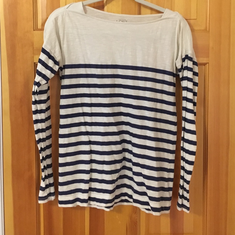 Ann Taylor loft-Blue striped shirt