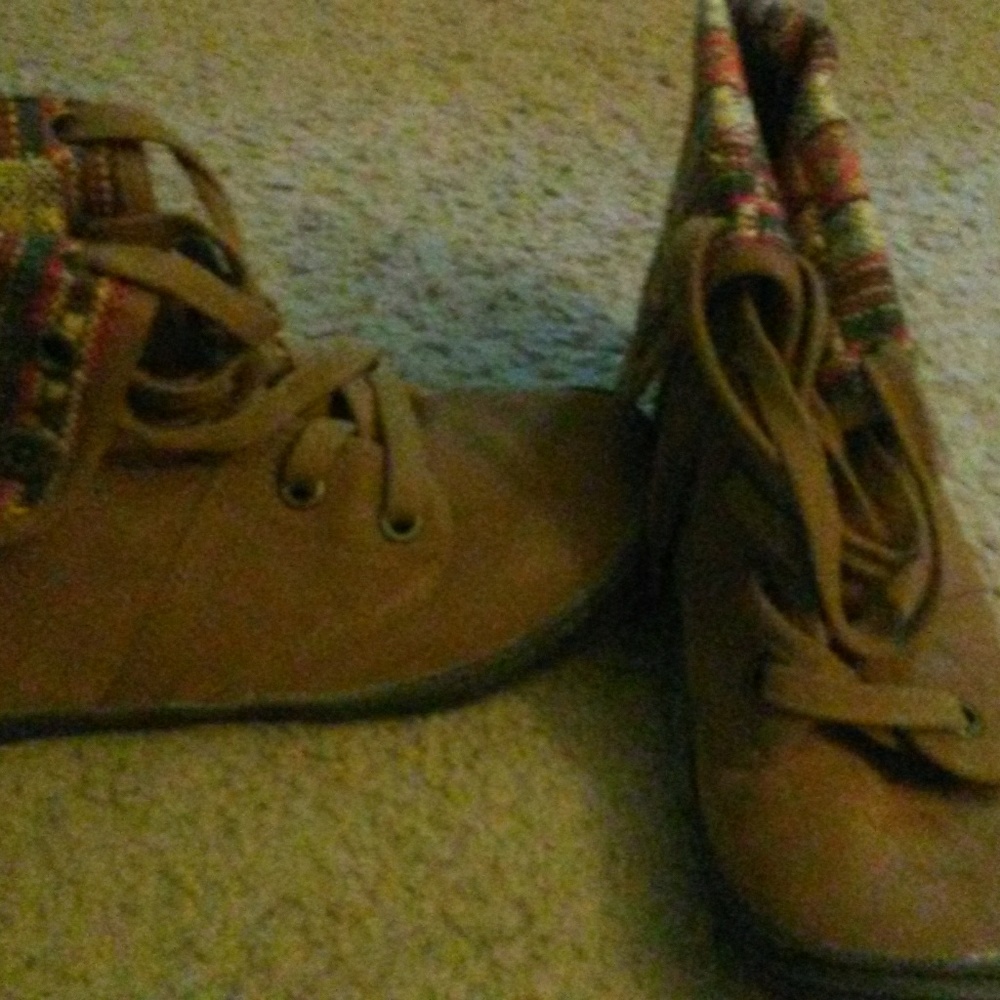 Brown suede knit top option foldover.