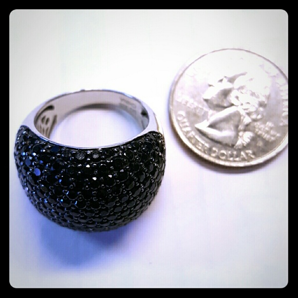 Gorgeous black spinel sterling silver ring - Picture 3 of 8