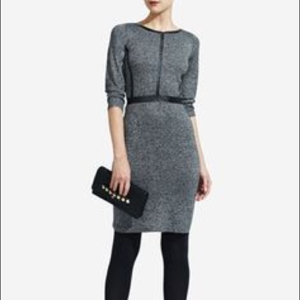 The Limited Grey w/ Black Leather detail Dress