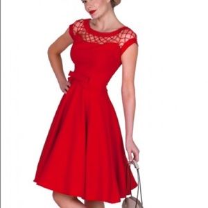 TATYANA Used Pin Up Vintage Style Red Circle Dress