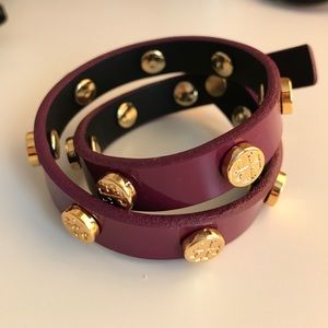 Tory Burch wrap bracelet in burgundy and gold
