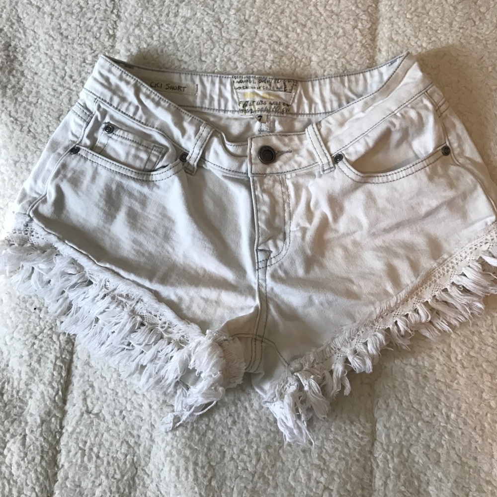 White jean shorts
