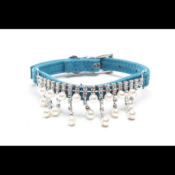 Dangling Pearl Rhinestone Pet Collar - Picture 2 of 3