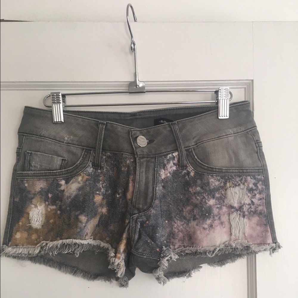 Black orchid grey cutoff denim jean shorts