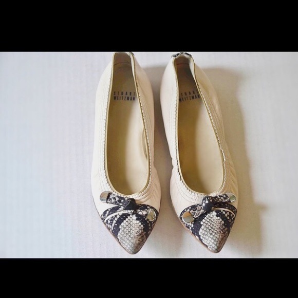 Stuart WEITZMAN leather Python toe Flats -7.5 - Picture 3 of 4