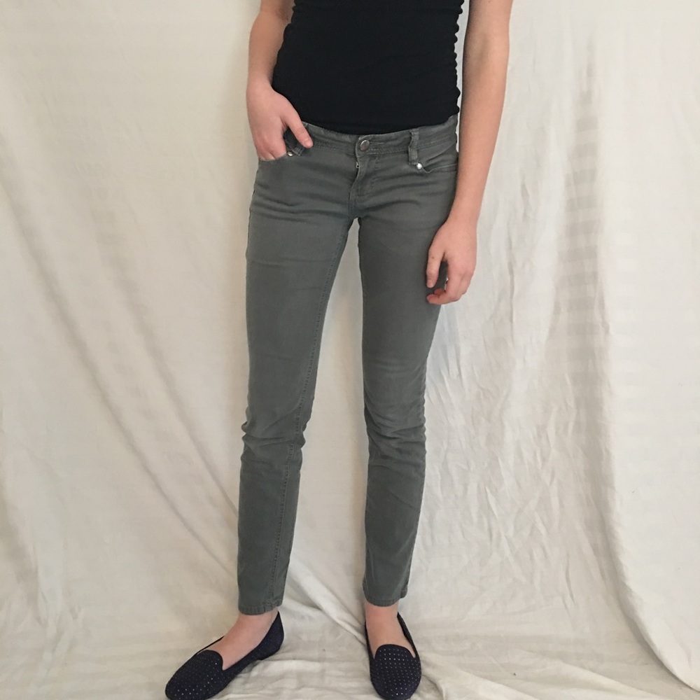 Grayish-Green Slim Pants