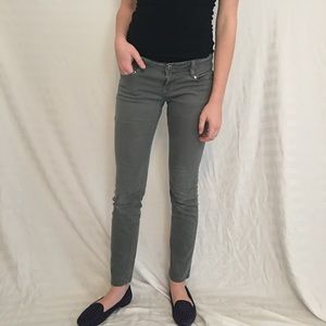 Grayish-Green Slim Pants