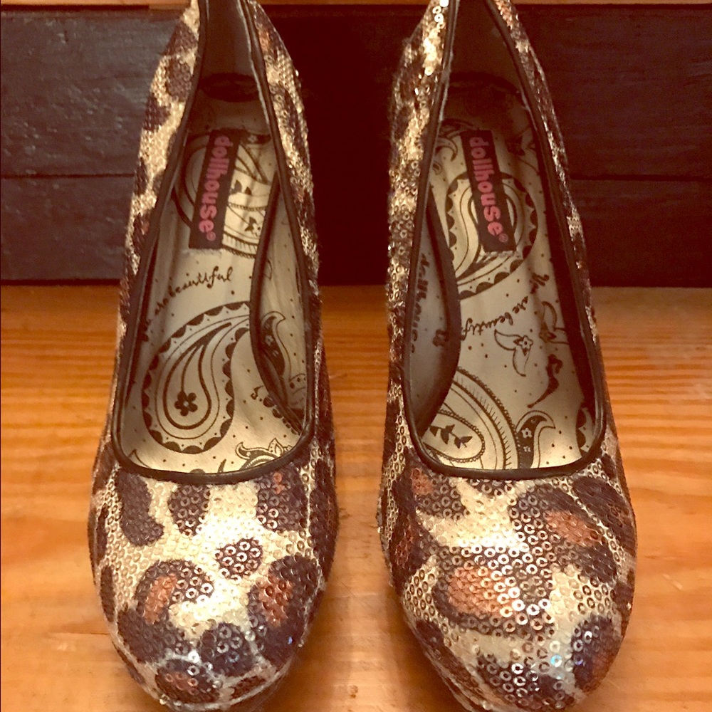 Leopard Sequin High Heels