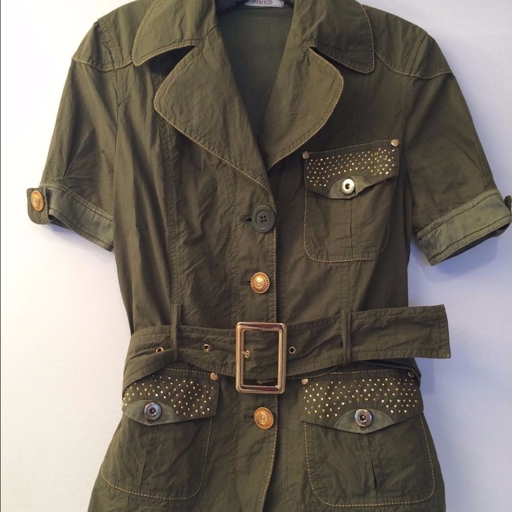 Pinko women's shirt-sleeves belted jacket