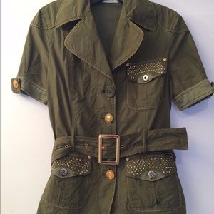 Pinko women's shirt-sleeves belted jacket