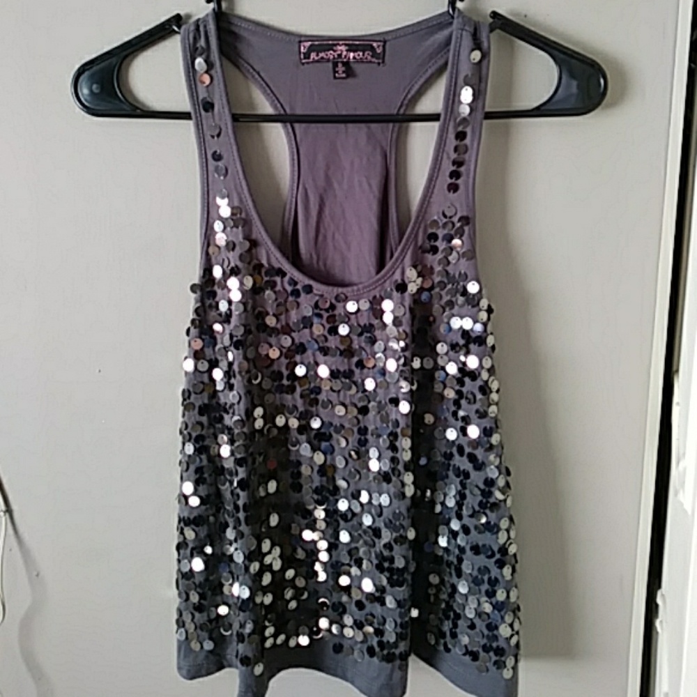Grey sequin racer back tank