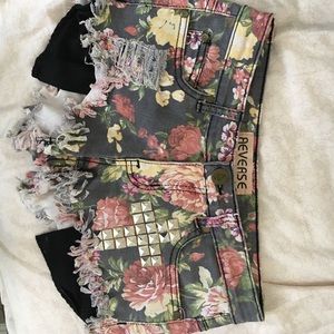 Floral Distressed Shorts