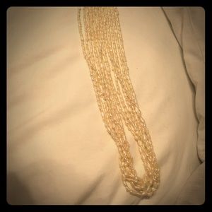 Fresh water pearl necklace with unique closure