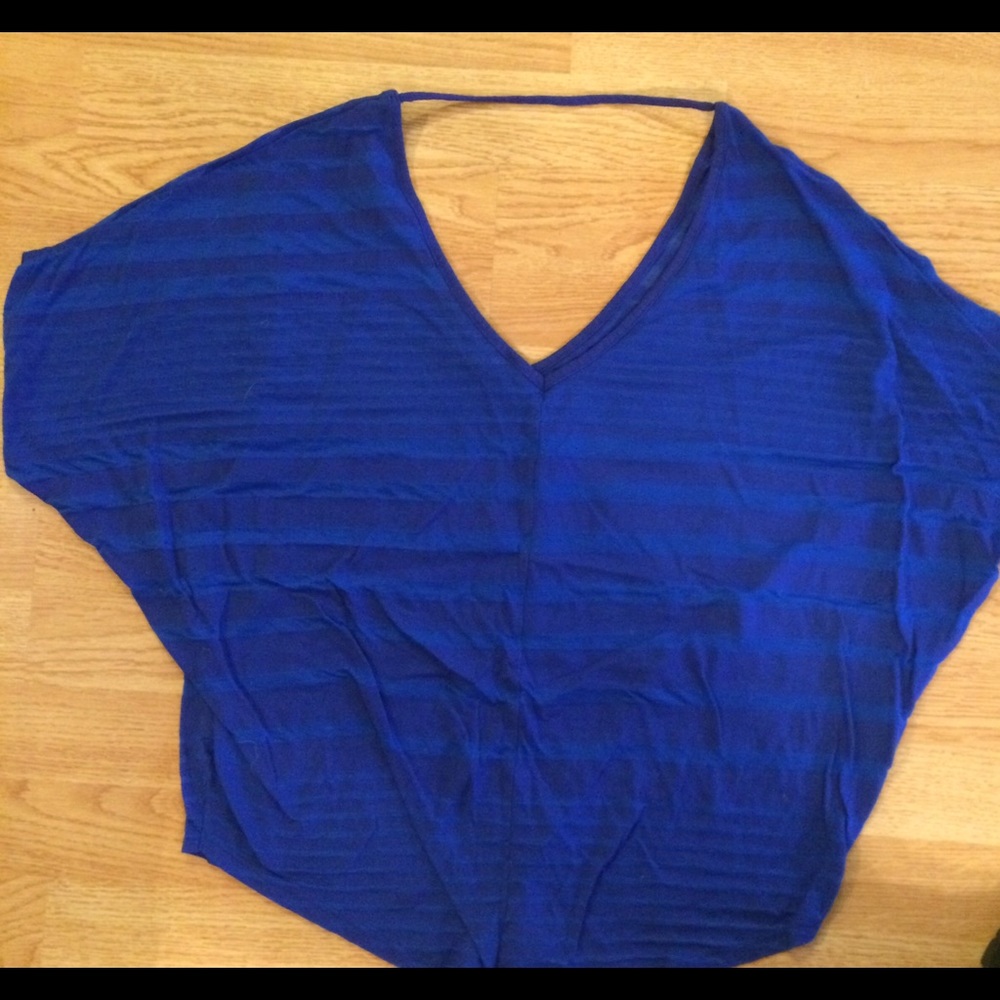 💕 Express Shear Bat Wing Blue Stripe Shirt