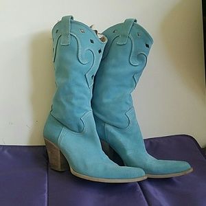 Teal suede cowboy boots from wilsons leather