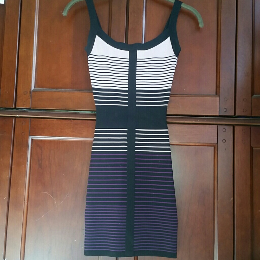 New bcbg max azria striped bandage bodycon dress